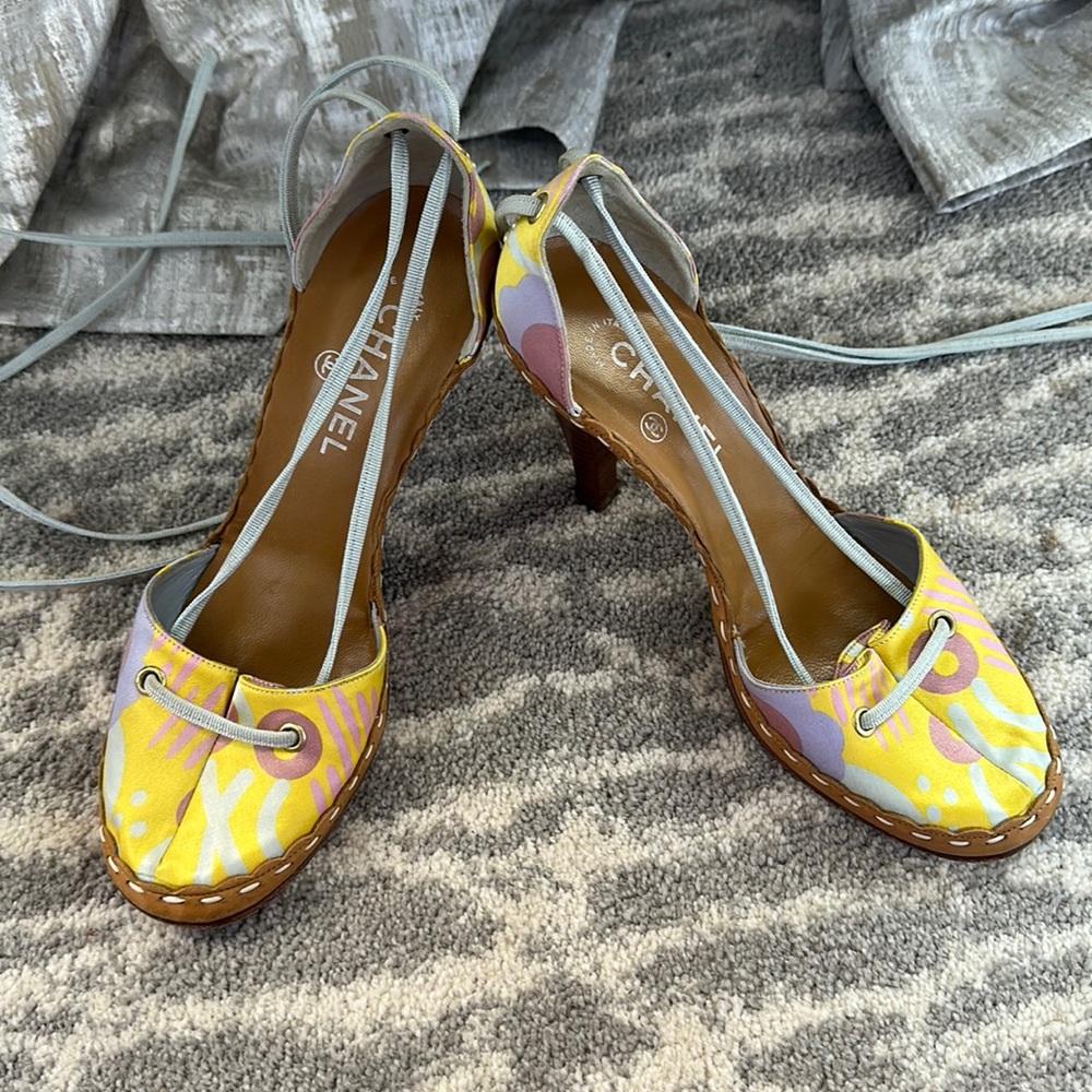 Chanel tied up ballerina shoes